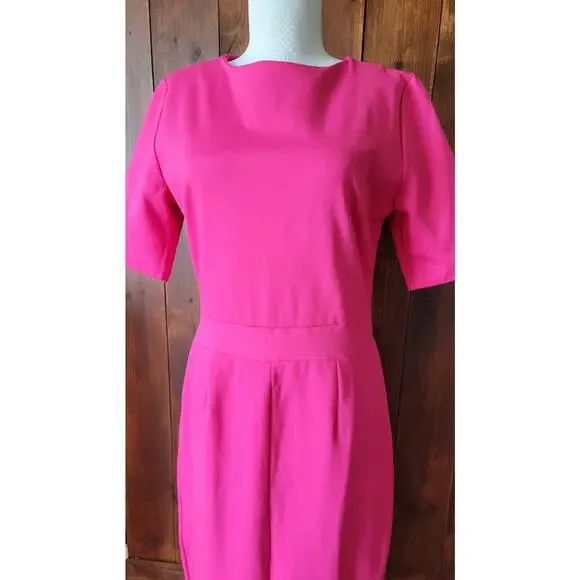 🗽 Brigitte Brianna New York Dress Women L Fuchsia Modest Midi– Made in USA Chic - Picture 4 of 16